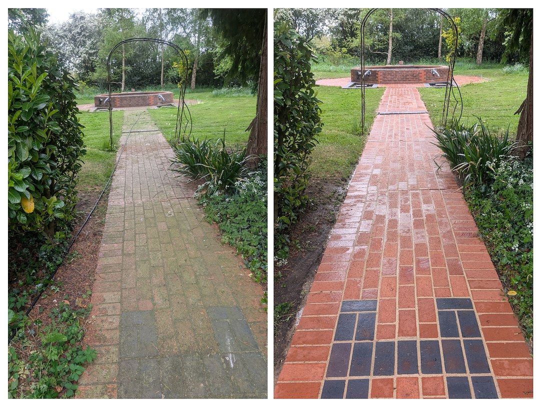 Beautiful patio cleaning & brick paving restoration in Thame