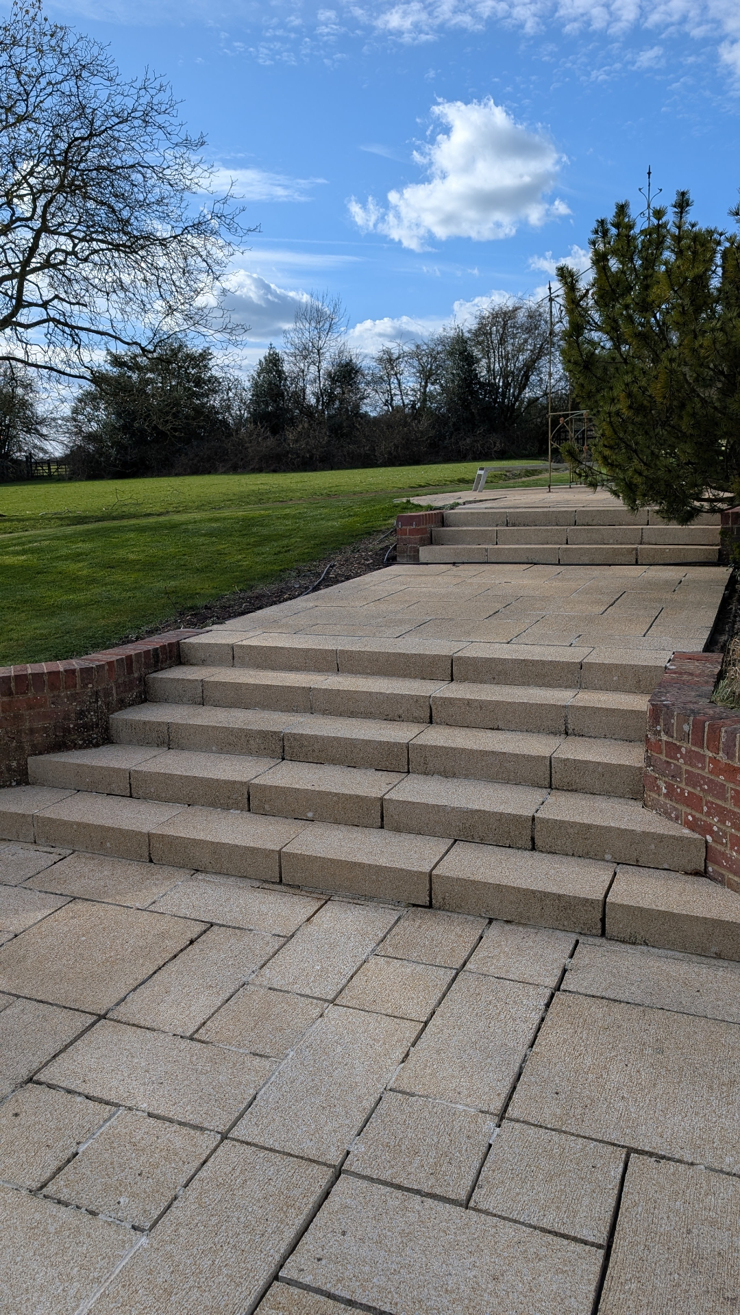 Cleaned sandstone patio steps