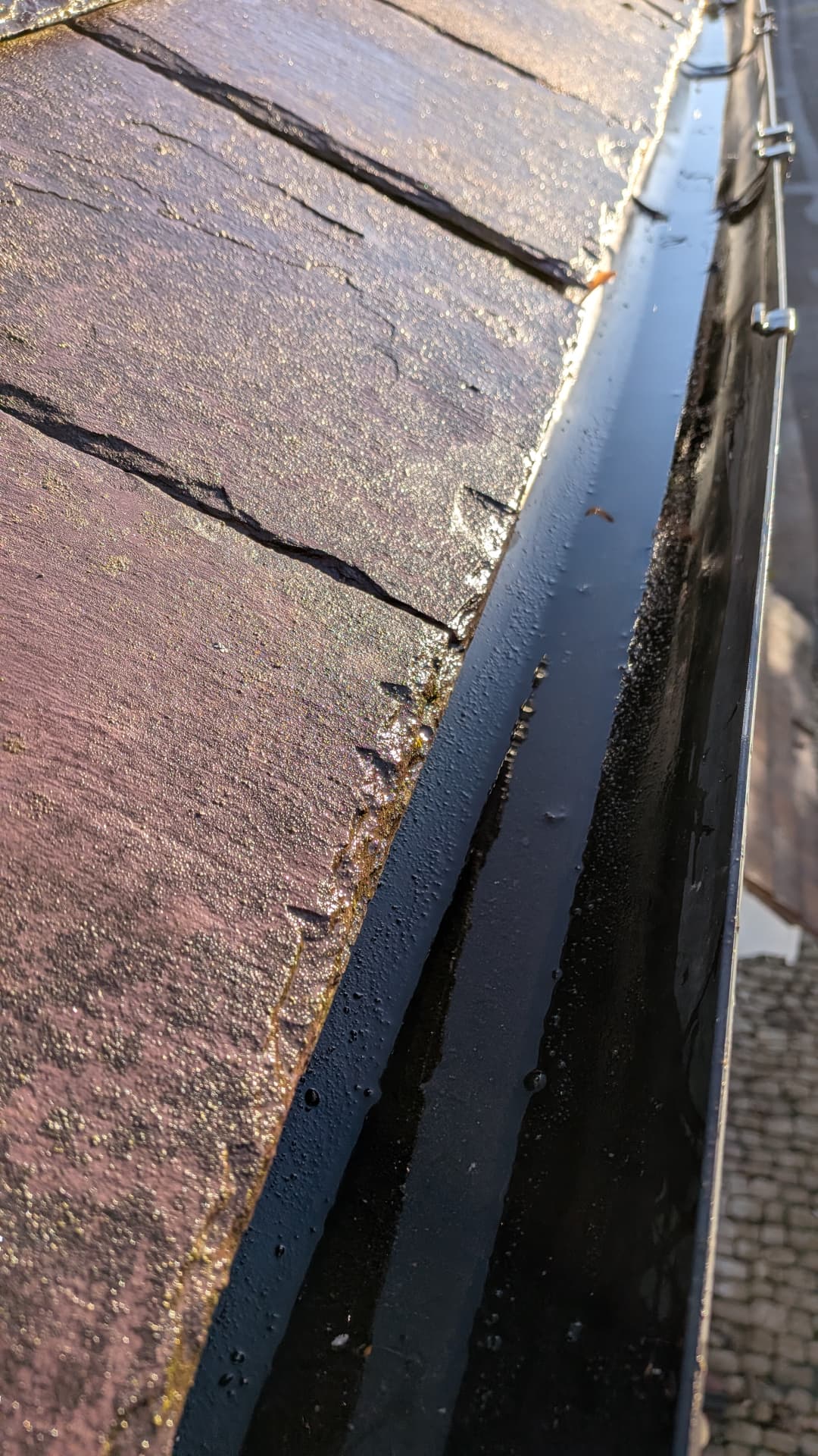 After: the same Haddenham cottage gutter cleared and free of the blockage
