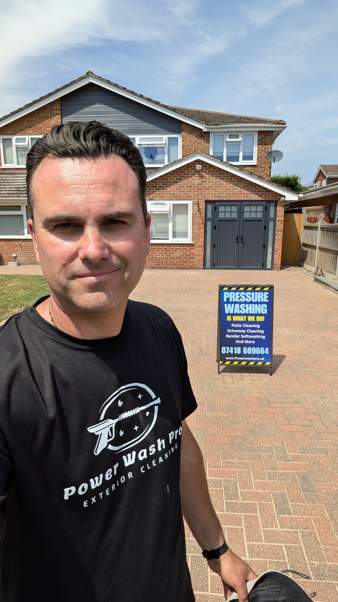Andrew, owner of Power Wash Pro, on a job in Thame, Oxfordshire